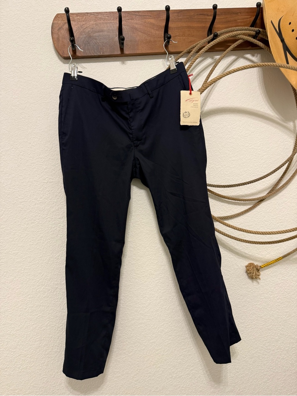NWT Calzoni Japan Tailored Navy Dress Pants Trousers Sz 48 / 33 W